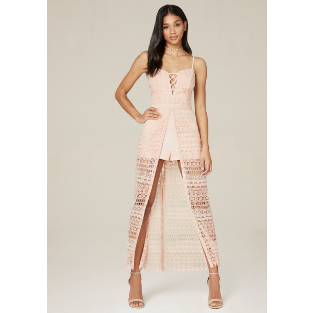 bebe Pink Lace Maxi Dress